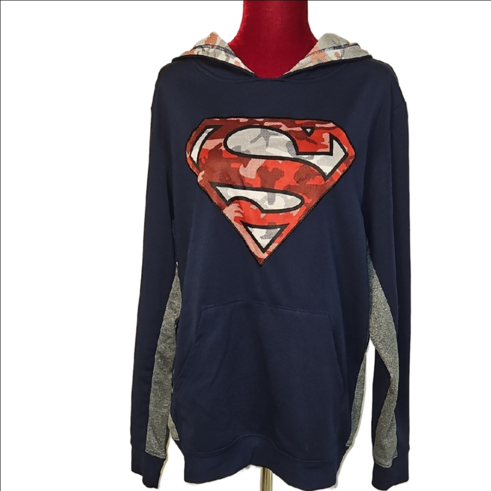 DC Comics Navy and Gray Superman Hoodie Size Large